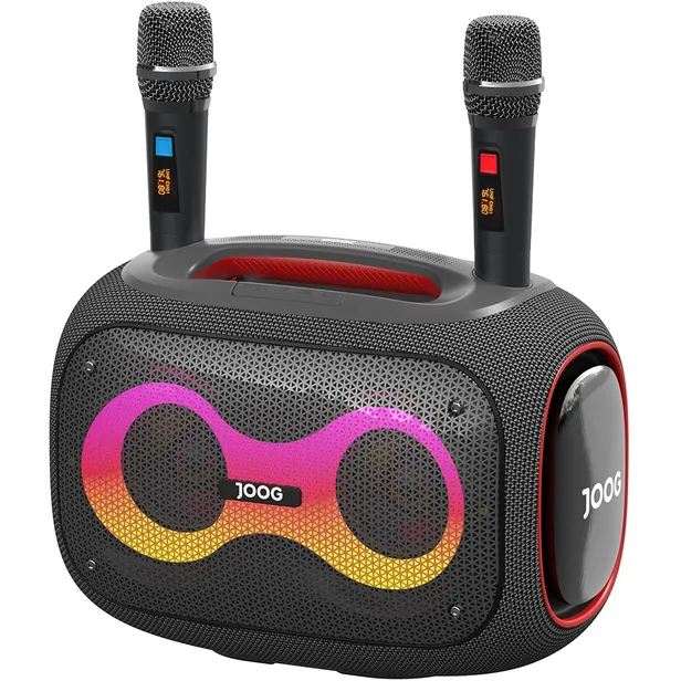 Speaker Joog Pair 1000 – 130W de Potência, 2 Microfones Sem Fio, IPX6, Bluetooth 5.3 e Tripé SPS-502M