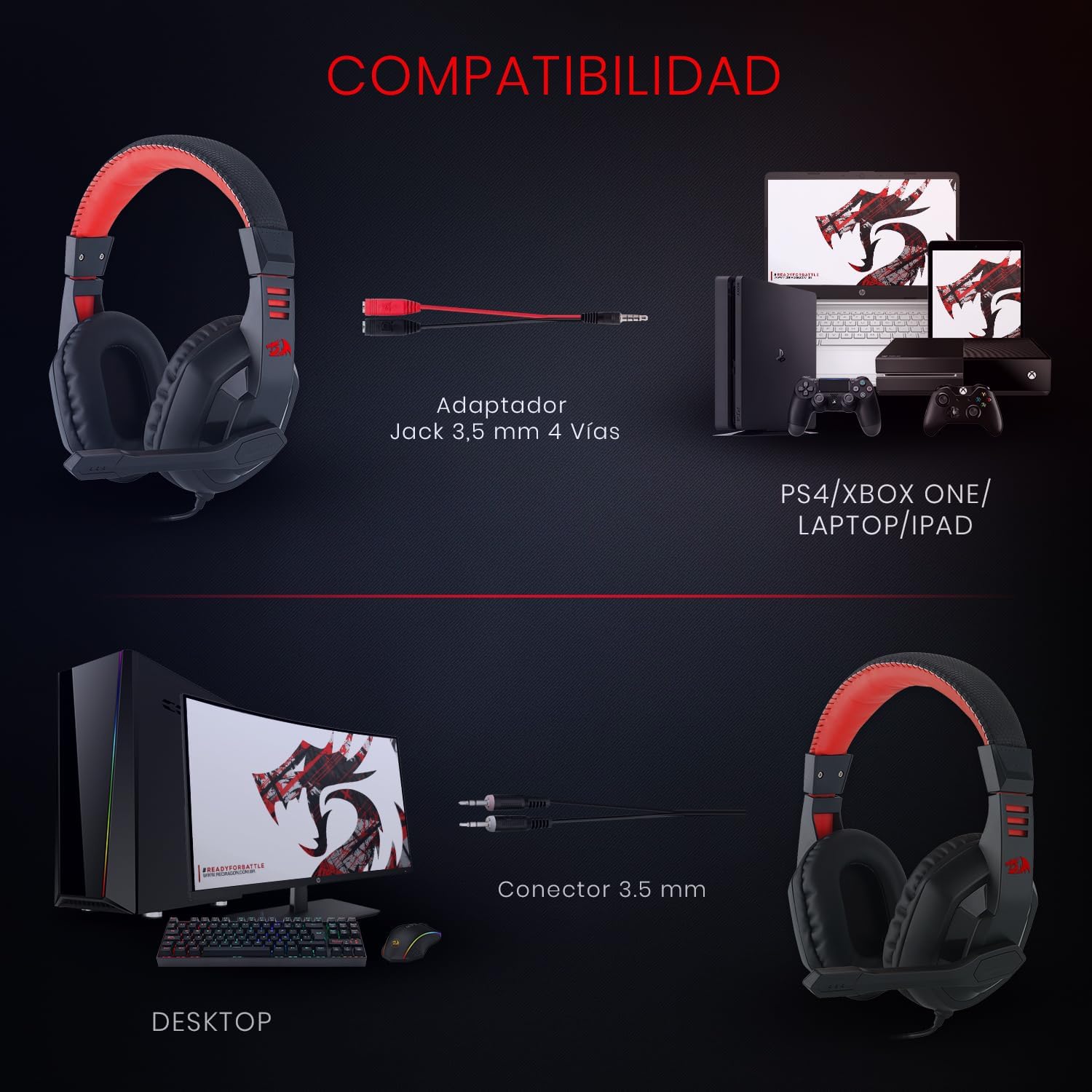 Headset Gamer Redragon Ares H120 - Imagem 3