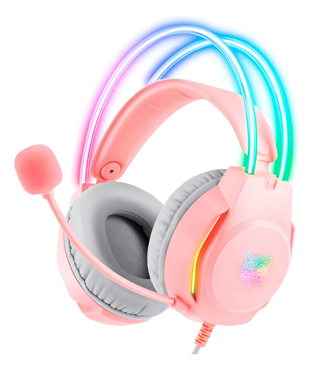 Headset Gamer ONIKUMA X26 – Rosa, RGB, Som Estéreo Surround e Microfone com Alta Clareza