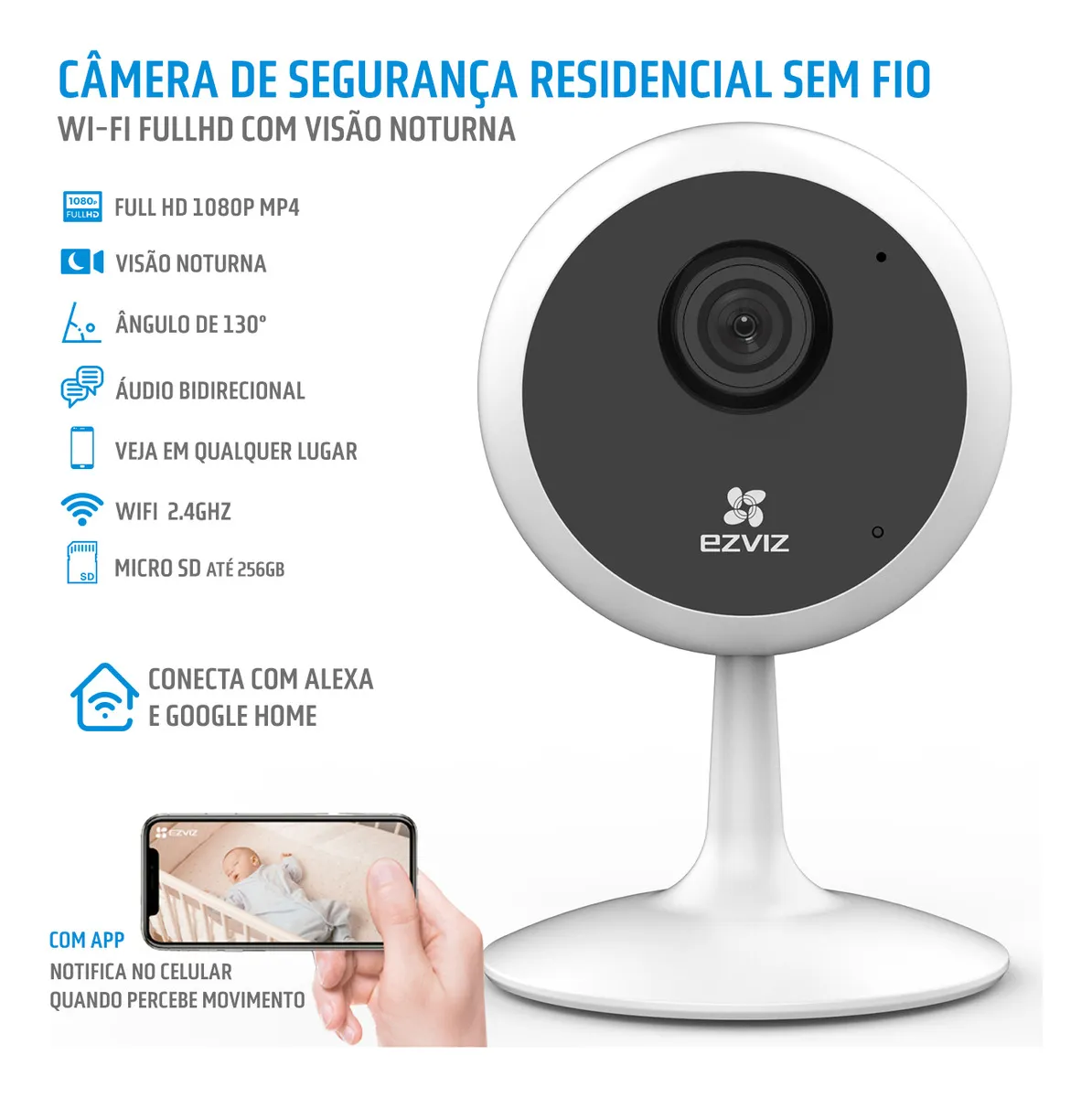 Câmera Wi-Fi Interna de Alta Resolução - HD 720p - Ezviz - Imagem 2