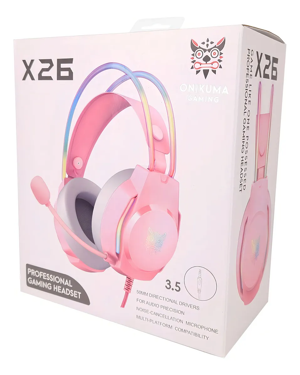 Headset Gamer ONIKUMA X26 – Rosa, RGB, Som Estéreo Surround e Microfone com Alta Clareza - Imagem 6