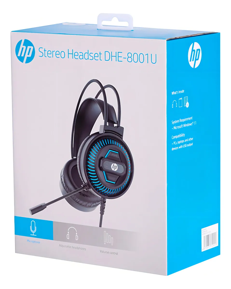 Headset Gamer HP DHE-8001U – Som Imersivo, Iluminação LED e Conforto para Longas Sessões de Jogo - Imagem 2