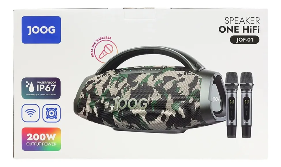 Caixa de Som Joog One HiFi JOF-01 – 200W de Potência, Bluetooth, À Prova d’Água e Função Karaokê - Imagem 3